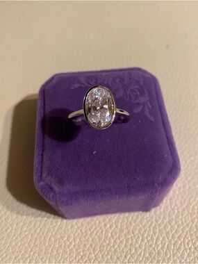 Old Mind 3CT Crashed Ice Oval Cut 5A CZ 925 Sterling Silver Ring